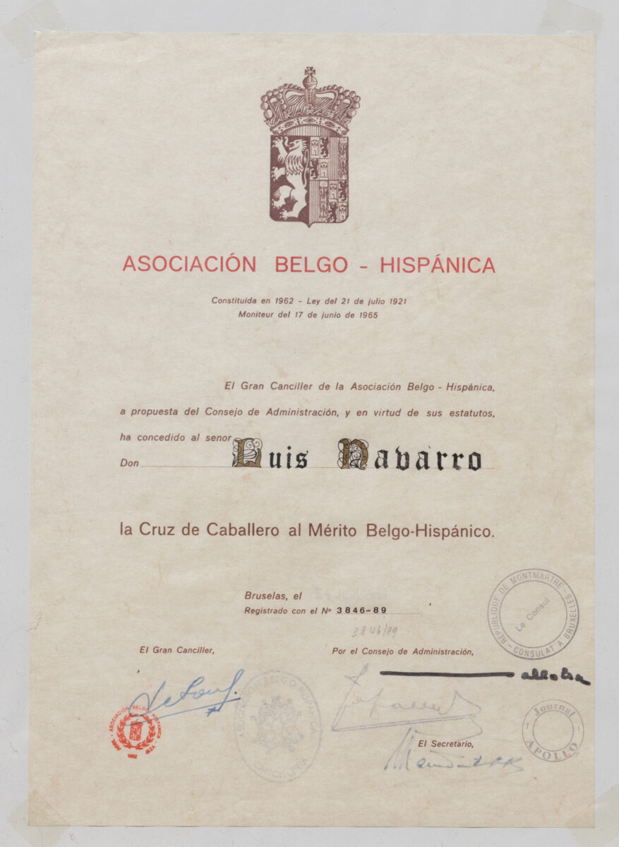 ΩLuis Navarro and the Knight’s Cross of Belgo–Hispanic Merit (1989)